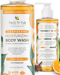 Tree To Tub front bottle view showing citrus body wash for hydrated skin