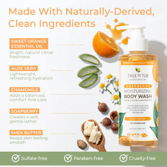 Tree To Tub soapberry and shea ingredients depiction supporting mild cleansing