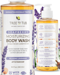 Tree To Tub front bottle showing label and lavender benefit
