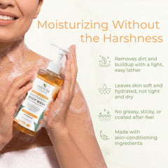 Tree To Tub creamy lather on hand demonstrating gentle moisturizing foam