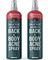 TreeActiv front packaging showing two 4 fl oz acne sprays and benefits