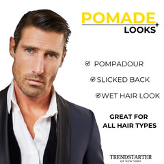 TRENDSTARTER styled model with glossy side profile demonstrating wet-look finish