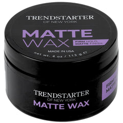 TRENDSTARTER matte wax front jar showing label and size, clear product identity