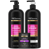 TRESemmé front packaging showing full-size shampoo and conditioner for volumizing benefit