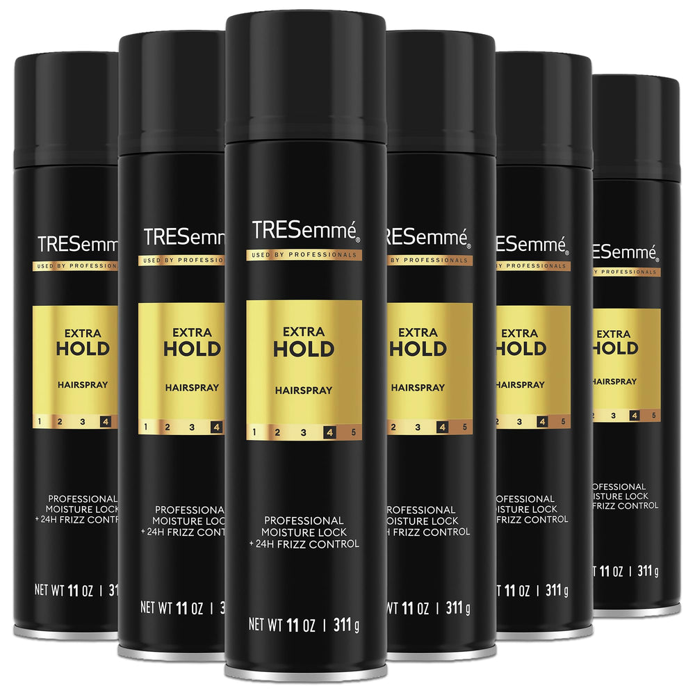 TRESemmé front packaging showing six cans and product benefit