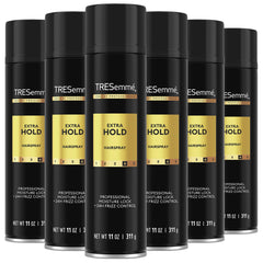 TRESemmé front packaging showing six cans and product benefit