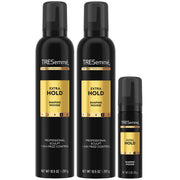 TRESemmé front packaging showing two full-size bottles and travel bottle for easy refill benefits