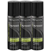 TRESemmé front packaging three small cans showing compact travel convenience