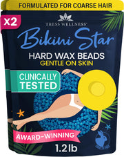 Tress Wellness front packaging showing two 1.2 lb bikini star bags and benefits