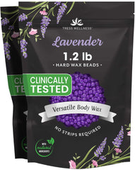 Tress Wellness front packaging showing lavender wax bead benefits