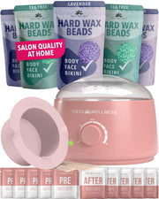 Tress Wellness kit front packaging showing complete at-home waxing set and benefits