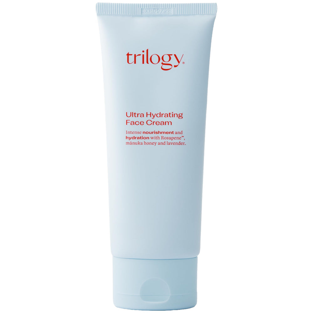 Trilogy front packaging showing jar and benefits