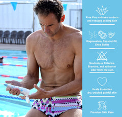 ingredients label of TRISWIM listing aloe, shea butter and vitamins benefits