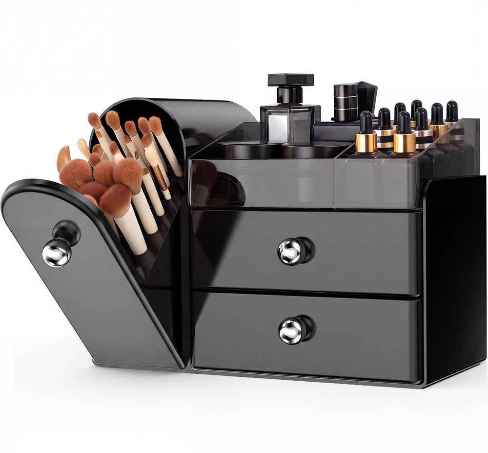 TRQWRO front view of black organizer showing neat storage benefit