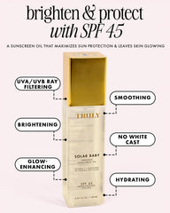 Truly Solar Baby texture drop demonstrating fast-absorbing, non-greasy feel
