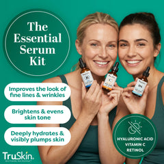 TruSkin Vitamin C serum bottle close-up emphasizing brightening benefits
