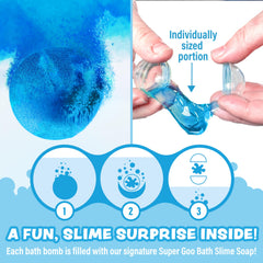 Tub Works Super Goo slime close-up showing stretchy texture for tactile play and easy lathering.