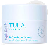 TULA 24-7 Moisture Intense front jar showing compact travel-friendly hydration benefit