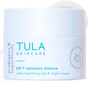 TULA 24-7 Moisture Intense front jar showing compact travel-friendly hydration benefit