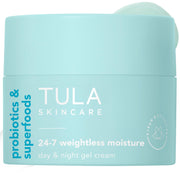 TULA front packaging showing lightweight gel-cream and clear benefits