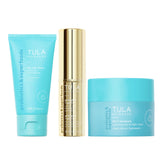 TULA front packaging showing the three-piece travel skincare kit with glow benefit