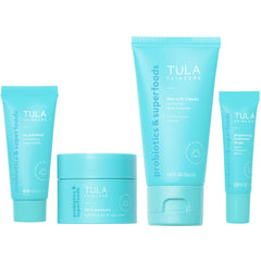 TULA travel kit front packaging showing all four products and benefits