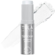 TULA Spresso Iced front packaging showing compact cooling eye balm benefit: portable brightening