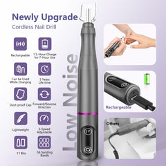 TUOBEO handpiece in use on nails demonstrating precise shaping and control