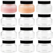 TUZAZO clear 12-pack front view showing glossy PET jars for neat display