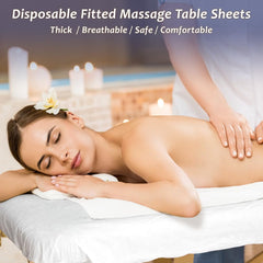 Tvvcalk fitted sheet on massage table full view showing protective coverage and neat fit
