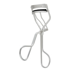 Tweezerman metallic curler front view showing ergonomic shape and precise curling benefit