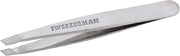 Tweezerman mini slant front view showing compact ergonomic shape and precise grip