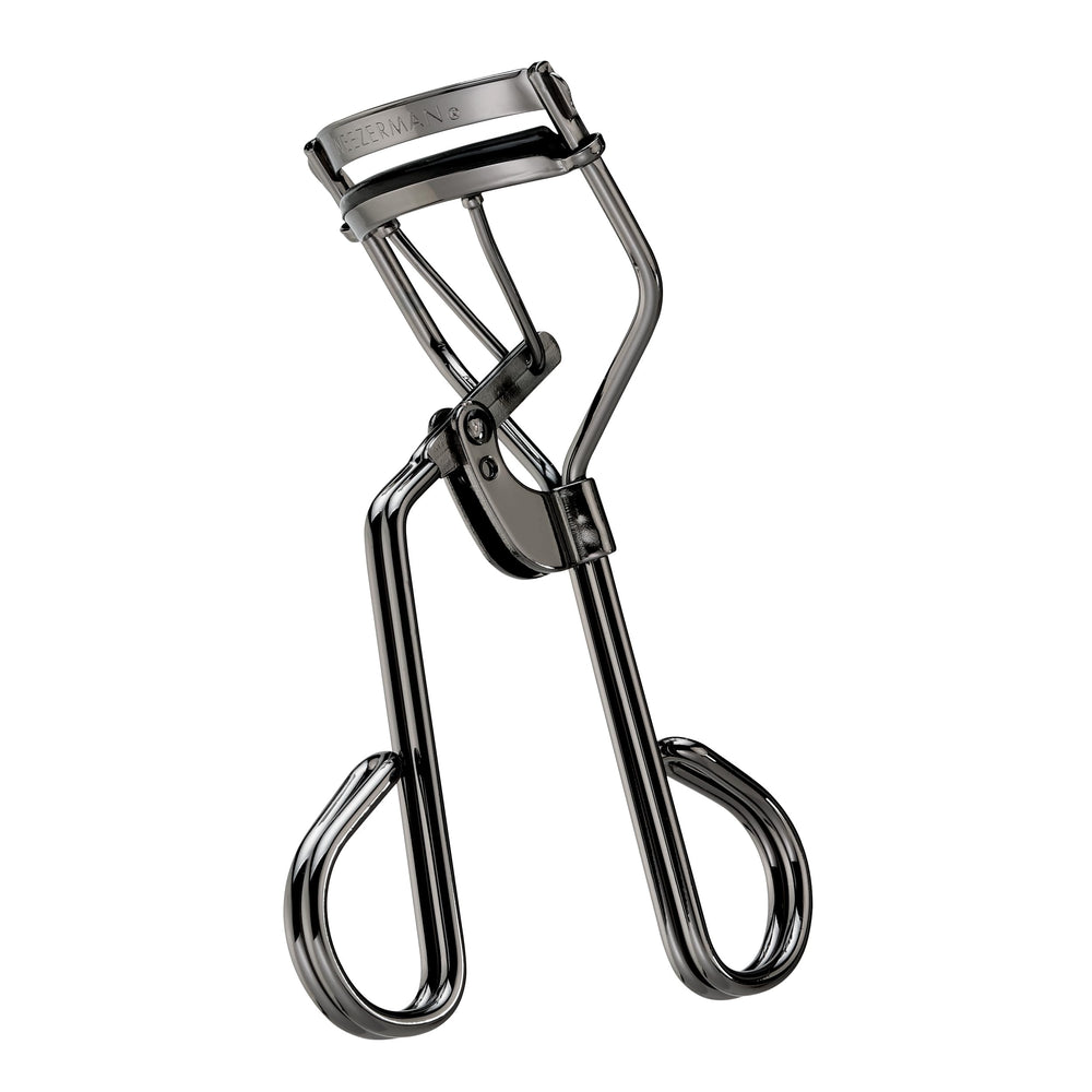 Tweezerman Pro Master lash curler front view showing sleek finish and precise head for accurate curling