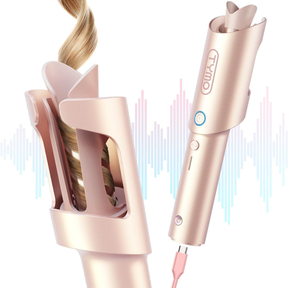 TYMO CURLGO front view showing cordless wand and controls for easy styling
