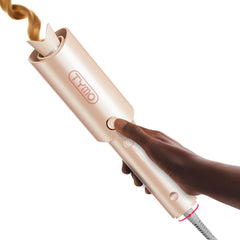 TYMO CURLPRO front view showing controls and barrel for easy styling