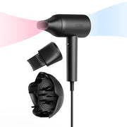 TYMO hair dryer front view showing compact design and attachments, for fast styling