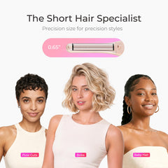 TYMO mini flat iron closed next to a phone to show size and easy storage benefit