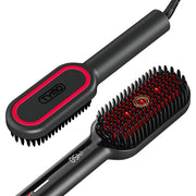 TYMO front view of straightener brush showing head and bristles, fast styling benefit