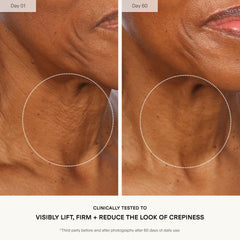 U Beauty product applied to neck showcasing smoothing benefit