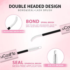 uCoolMe adhesive texture droplet on a dark surface showing smooth, non-clumping formula