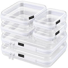 UFORU front view of six-piece clear zipper case set showing organized benefits