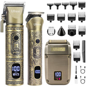 Ufree front view of full 3-in-1 grooming kit showing all included tools and benefits