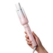 UKEY front view of curling iron showing one-touch button and ergonomic handle for easy styling