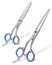 ULG front view of left-handed scissors showing ergonomic offset grip benefit
