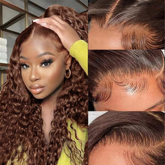 ULOVE HAIR front view showing chocolate brown lace front and natural hairline benefit