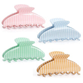Unbednigt front view of four pastel striped clips shows neat packaging and stylish gift appeal