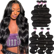 UNICE front packaging showing three body wave bundles and benefits