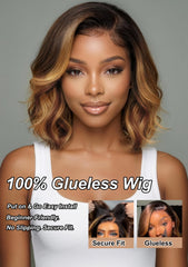 UNICE side profile highlighting honey blonde balayage for dimensional contrast
