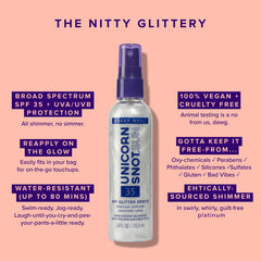 Unicorn Snot mist close-up revealing fine spray texture for even shimmer coverage