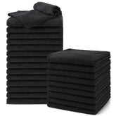 UNIMADE front packaging of 24 black salon towels showing quantity and benefit of bulk supply